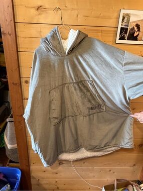 The Comfy Grey Sherpa-Lined Hooded Poncho